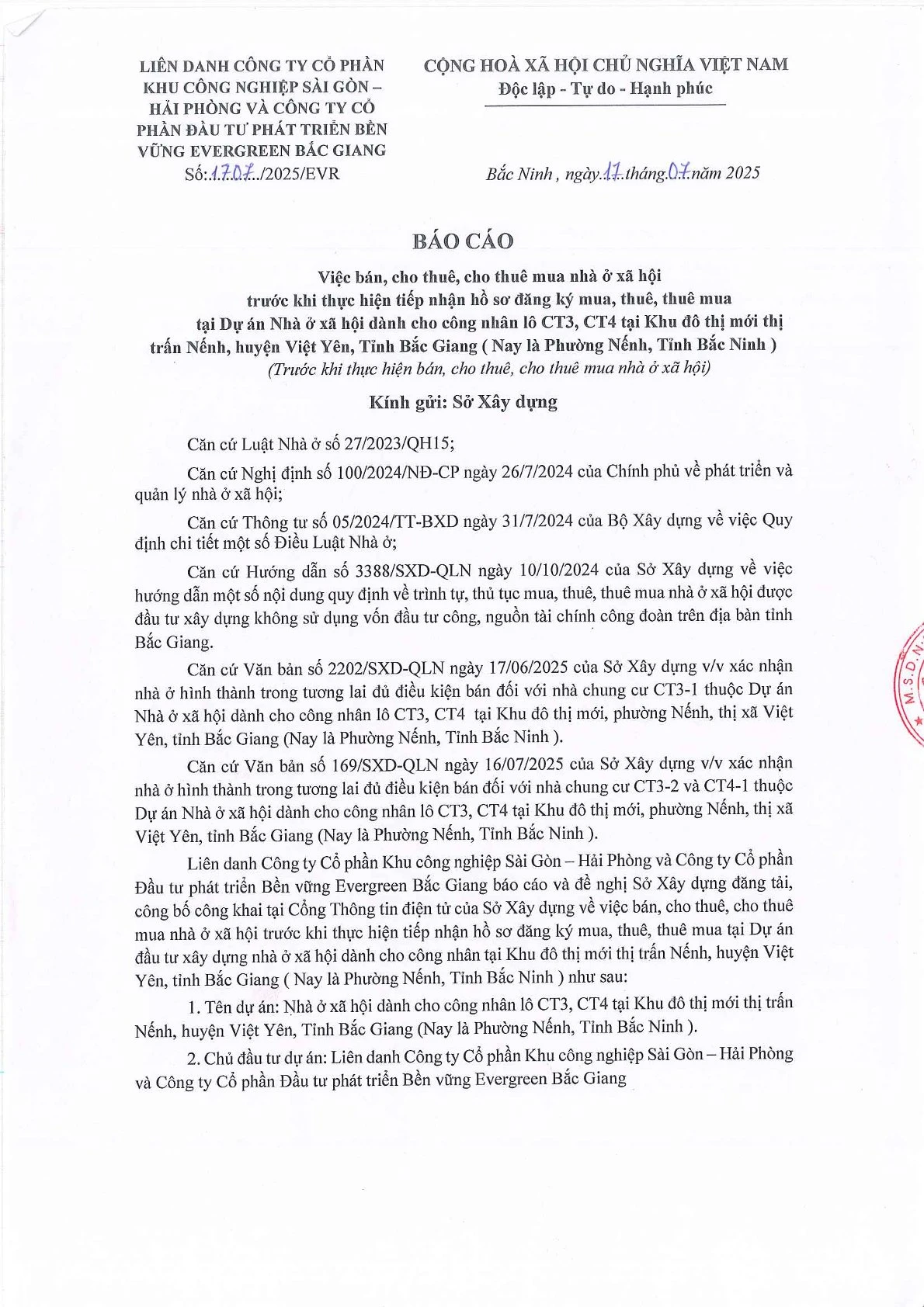 Thông báo việc bán, cho thuê, cho thuê mua nhà ở xã hội lô CT3, CT4