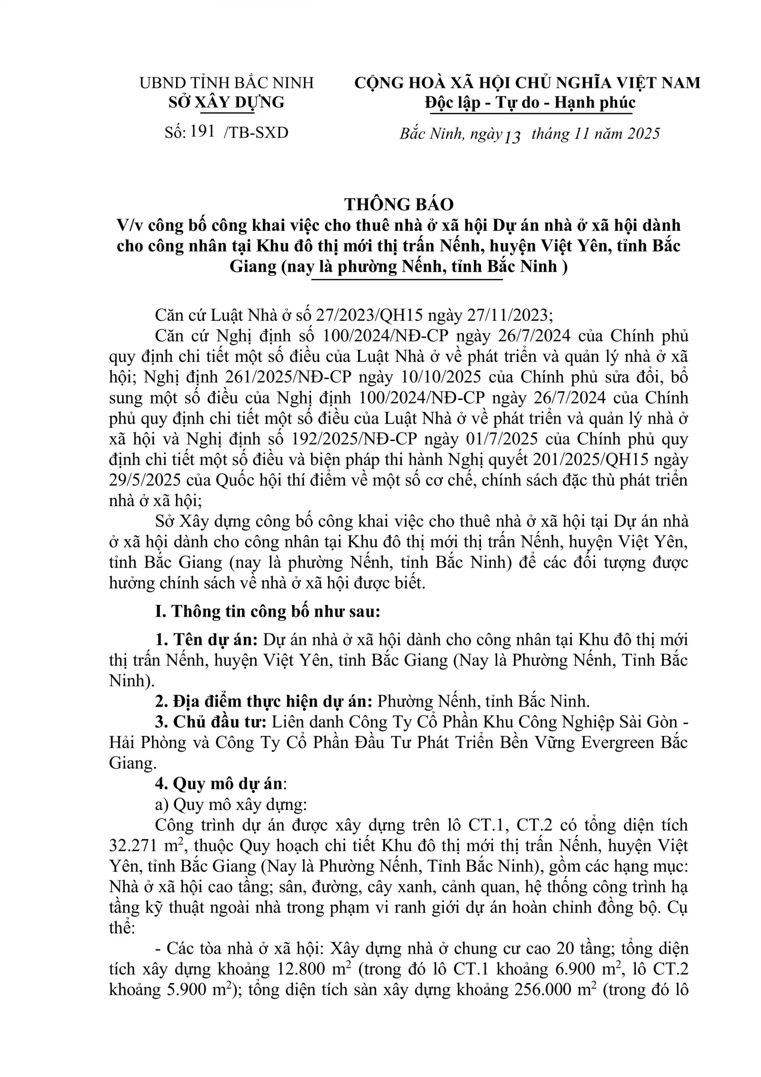 Sở xây dựng ra thông báo cho thuê tòa CT2-3 tổng 91 căn hộ