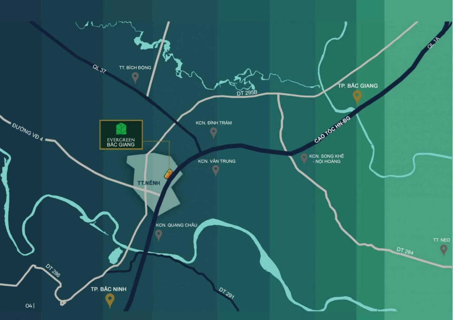 VỊ TRÍ DỰ ÁN NHÀ Ở XÃ HỘI EVERGREEN BẮC GIANG